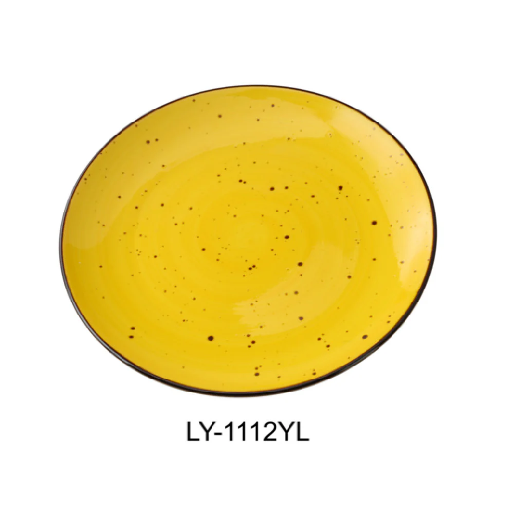 Yanco LY-1112YL 12-1/4 Inch Round Coupe Plate Porcelain Yellow