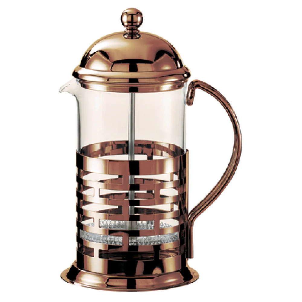 Service Ideas T677BRNZ 4.75 Inch Brick French Coffee Press 27 Oz with lid spiral screen mesh screen fine mesh screen bronze finish stainless steel