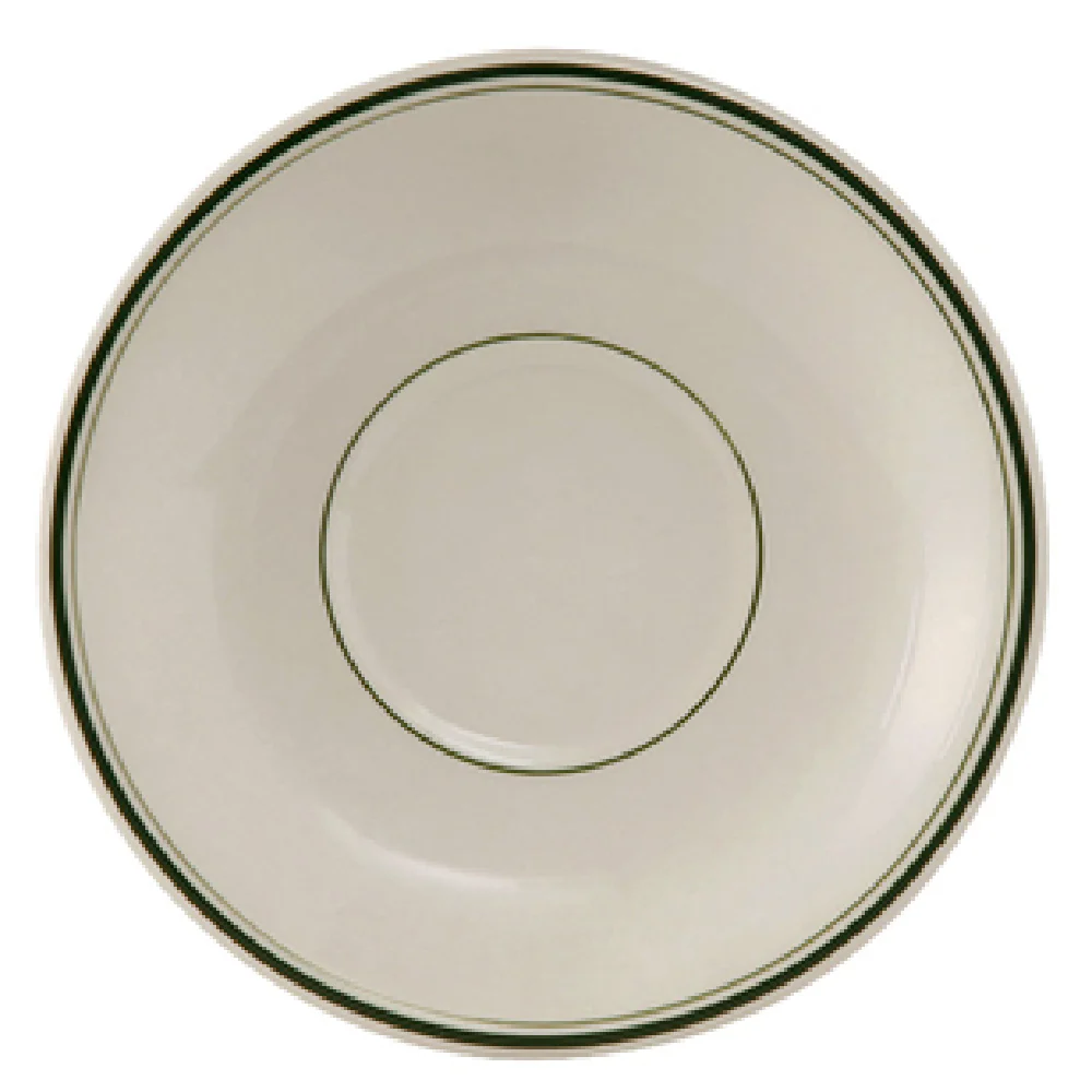 Tuxton TGB-036 5 Inch Diameter Coupe Demitasse Saucer Ceramic with Green Band Tuxton TGB-036 5 Inch Diameter Coupe Demitasse Saucer Ceramic with Green Band