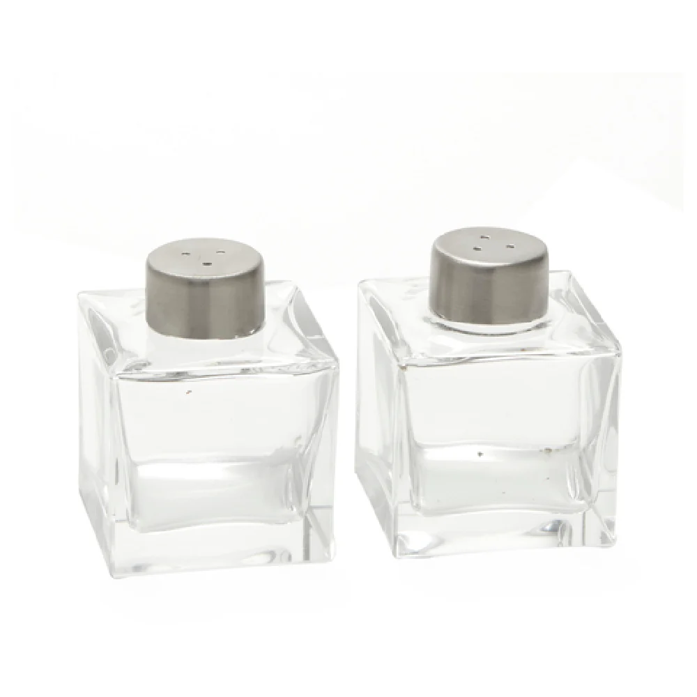American Metalcraft GSPS 2 Oz Vintage Square Salt and Pepper Shaker Set Glass