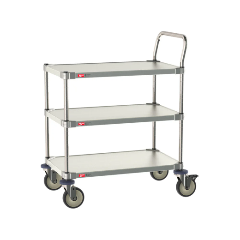 Metro MCP316-1830FF-3 30 Inch Stainless Steel Cart 3 Shelves with Push Handle