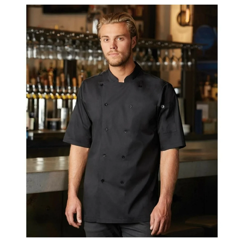 Chef Works K150-BLK-3XL 3XL Black Double-breasted Short Sleeves Chef Coat