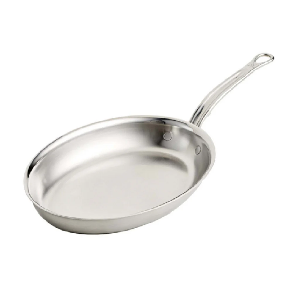 JB Prince S502 12.5 Inch Oval Fry Pan with Riveted Handle Stainless Steel JB Prince S502 12.5 Inch Oval Fry Pan with Riveted Handle Stainless Steel