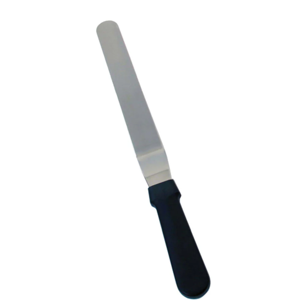 Omcan 80142 6-1/2 Inch Offset Bakery Spatula Plastic Handle Black Stainless Steel