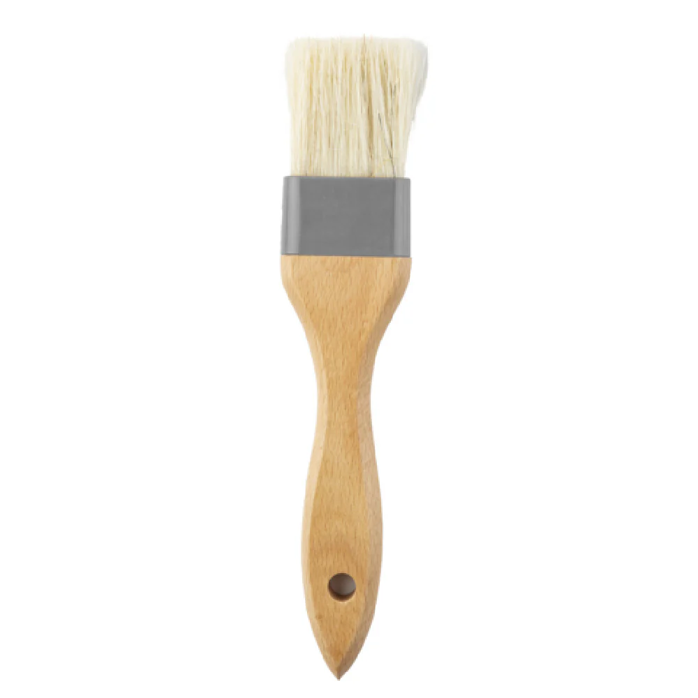 Tablecraft 11077 1.625 Inch Pastry Brush Flat Boar Hair Bristles Beech Wood Gray
