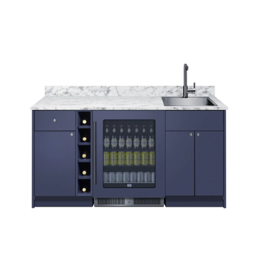 Summit OASISMN35 Turnkey Oasis Wet Bar Midnight Navy Finish Fully Assembled Hardwood Cabinetry & Countertop Summit OASISMN35 Turnkey Oasis Wet Bar Midnight Navy Finish Fully Assembled Hardwood Cabinetry & Countertop