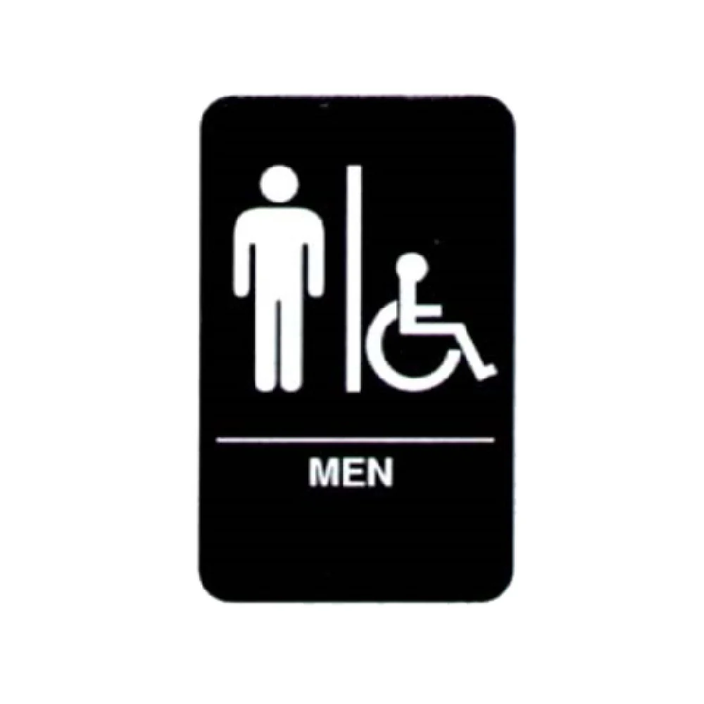 Vollrath 5631 6 Inch Men Accessible Sign Braille White on Black Made in USA Vollrath 5631 6 Inch Men Accessible Sign Braille White on Black Made in USA