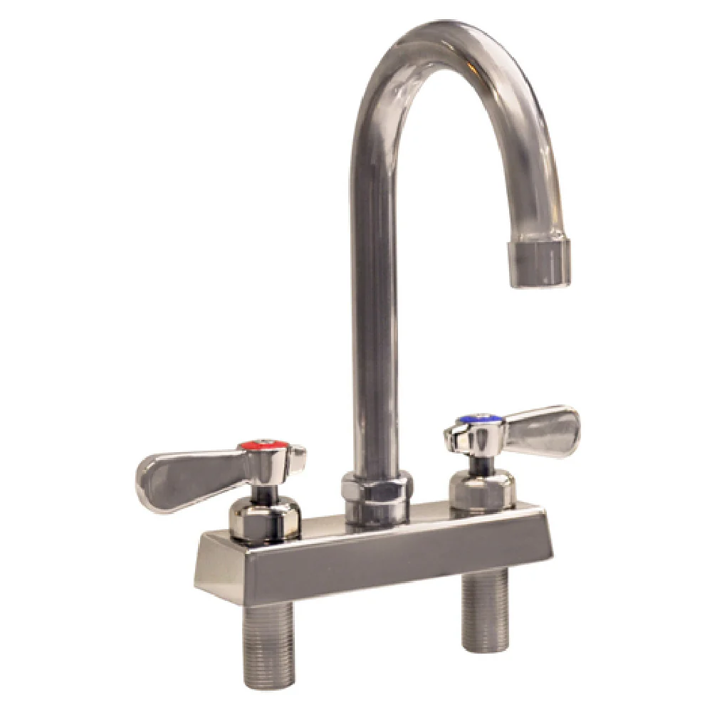 BK Resources EVO-4DM-5G Faucet 4 Inch Centers Gooseneck Lead Free Stainless Steel with Integral Check Valve