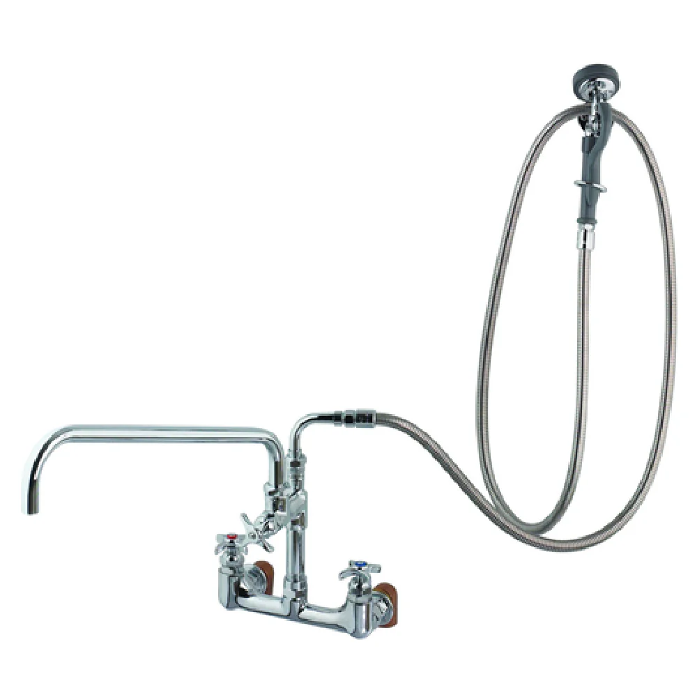 T&S Brass B-0289 8 Inch Centers Pre-Rinse Faucet with Add-On and Hose Adapter