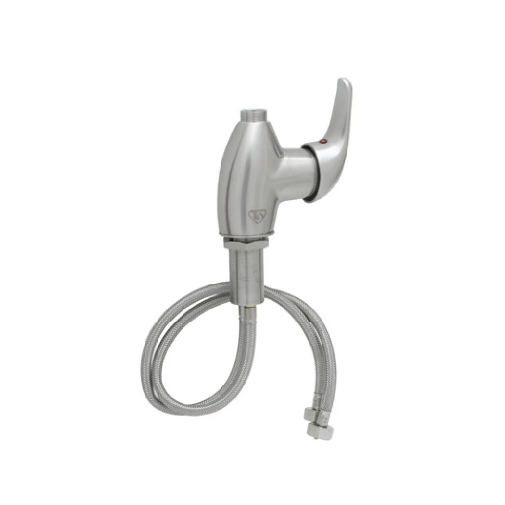 T&S Brass S-2785-LN 4.87 Inch Single Hole Deck Mount Faucet Stainless Steel with Swivel Outlet