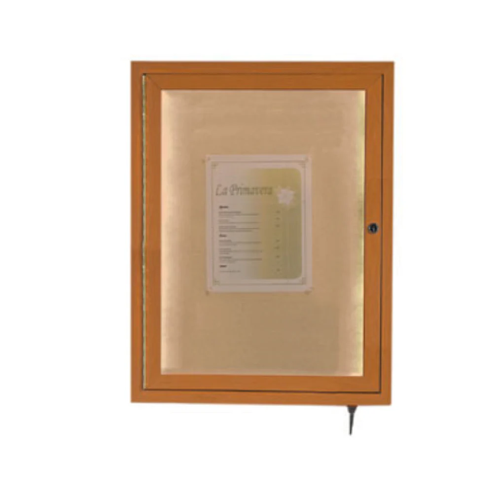 Aarco LWL2418O 18 Inch Enclosed Display Case Burlap Vinyl Oak Finish