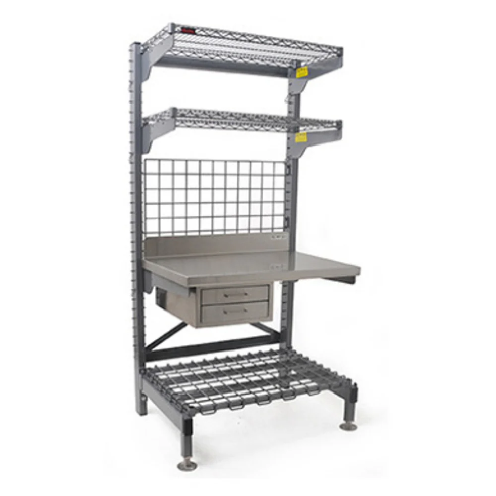 Eagle Q3048V76-US 48 Inch 14 Gauge Stainless Steel Work Center with Drawers and Shelves