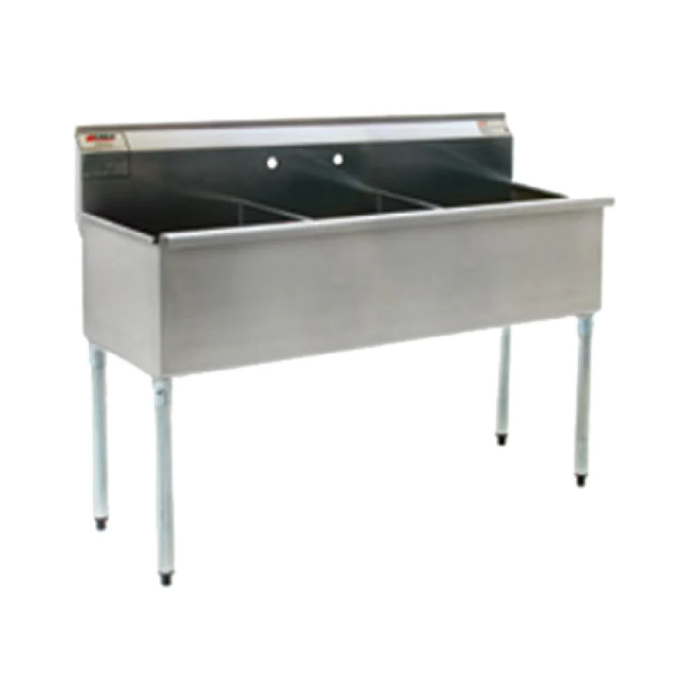Eagle 2154-3-16/4-2X 55-3/8 Inch Utility Sink Three Compartment 16 Gauge Stainless Steel Eagle 2154-3-16/4-2X 55-3/8 Inch Utility Sink Three Compartment 16 Gauge Stainless Steel
