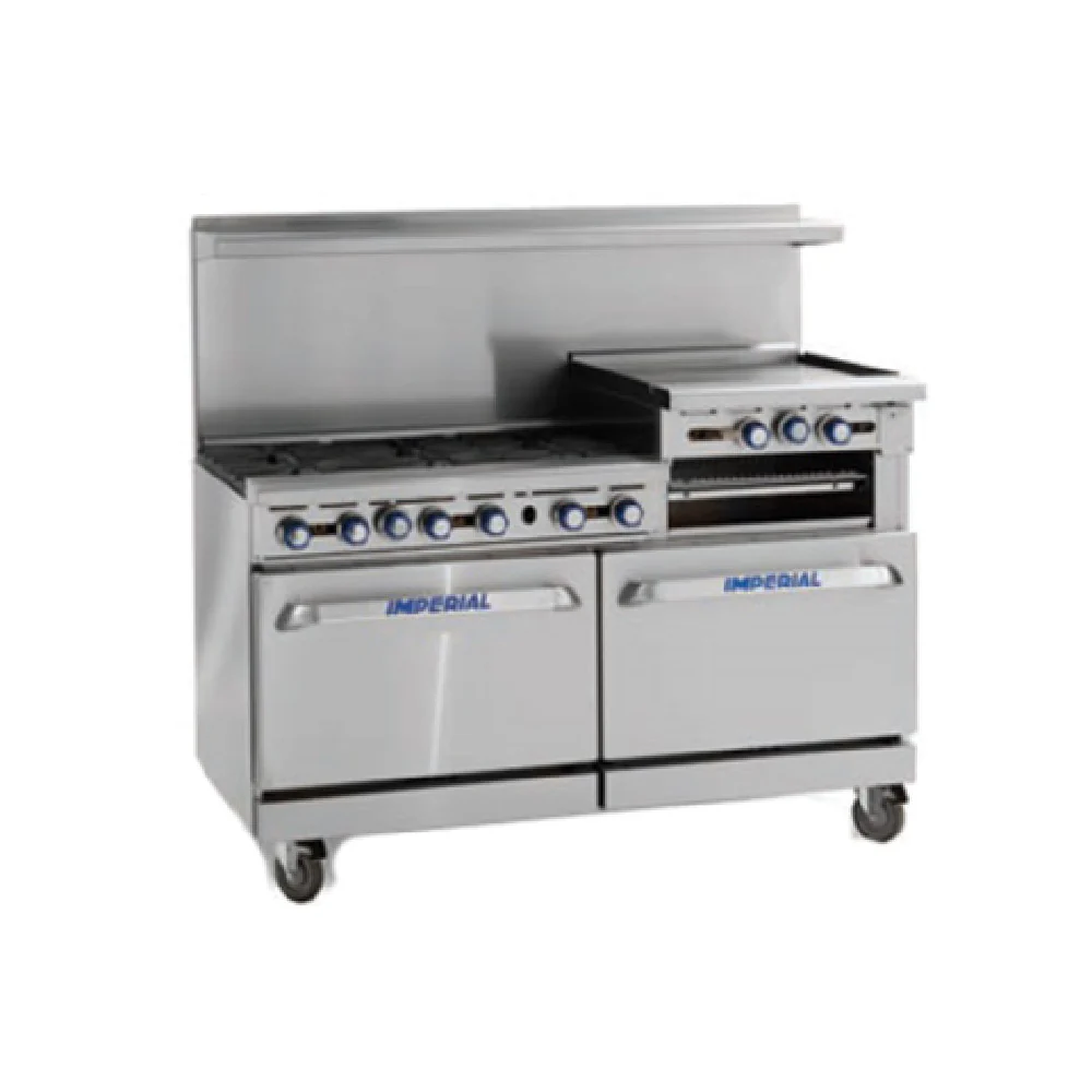 Imperial IR-G60-C_LP 60 Inch Gas Pro Series Restaurant Range with Griddle and Oven