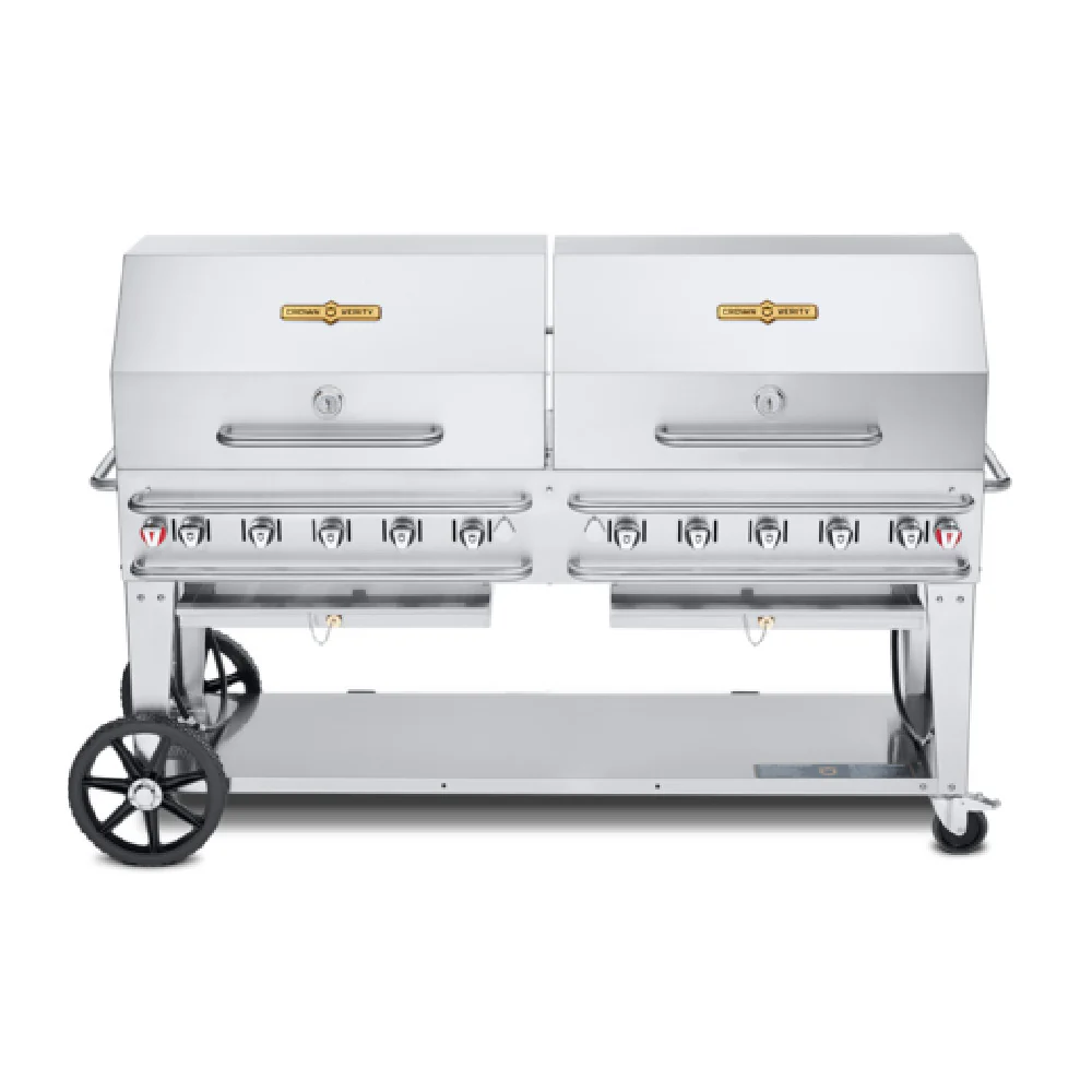 Crown Verity CV-RCB-72RDP-SI50/100 81 Inch Gas Charbroiler 10 Burners with Roll Domes Crown Verity CV-RCB-72RDP-SI50/100 81 Inch Gas Charbroiler 10 Burners with Roll Domes