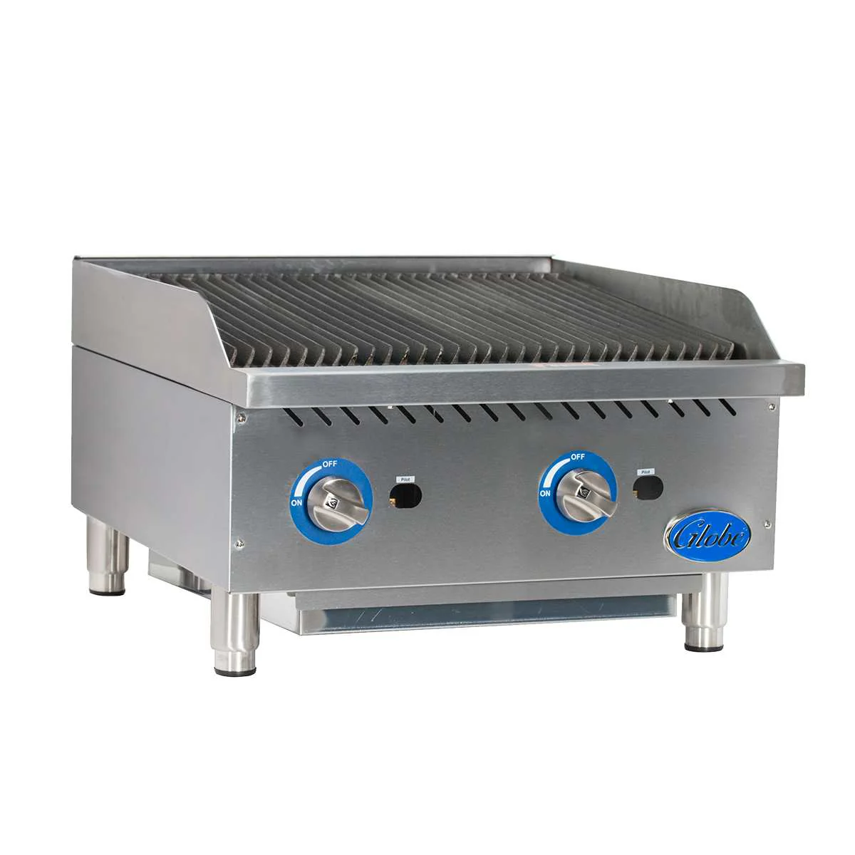 Globe GCB24G-RK 24 Inch Countertop Gas Charbroiler with Char Rock 80000 BTU