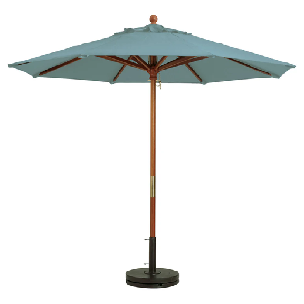 Grosfillex 98945031 7 Ft Round Market Umbrella Spa Blue Wooden Pole Outdura Fabric Grosfillex 98945031 7 Ft Round Market Umbrella Spa Blue Wooden Pole Outdura Fabric