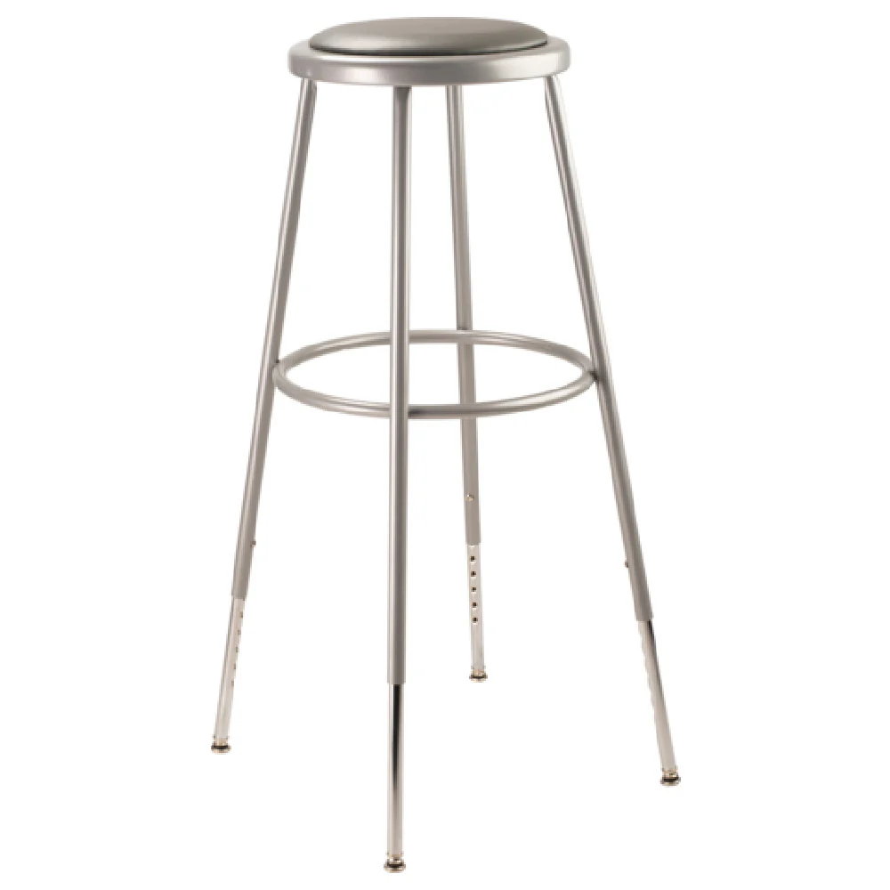 National Public Seating 6430H 14 Inch Round Stool Heavy Duty Steel with Vinyl Padding