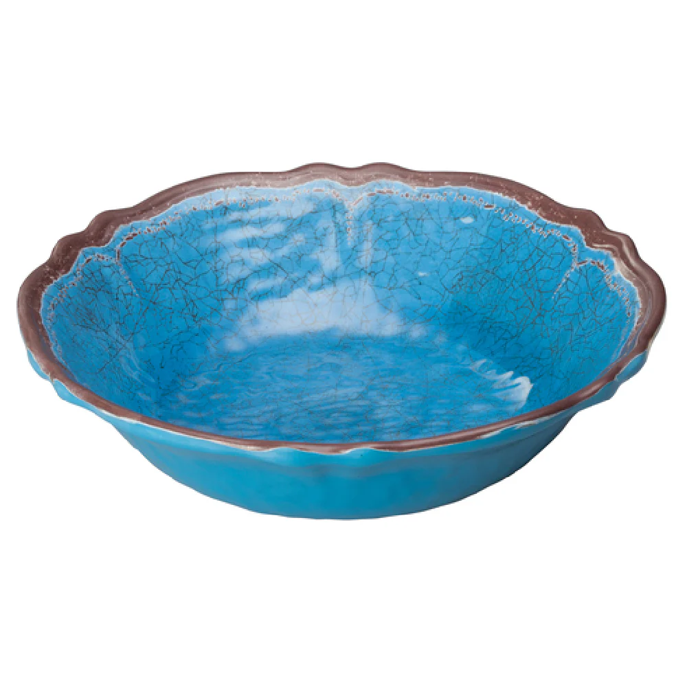 Winco WDM001-406 25-1/2 Oz Bowl Blue Hammered Melamine Round - 24 Packs