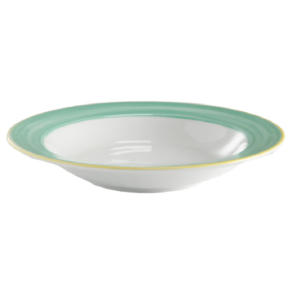 GET Enterprises PA1603703624 9-7/10 Oz Soup Bowl Round Porcelain Yellow Edge GET Enterprises PA1603703624 9-7/10 Oz Soup Bowl Round Porcelain Yellow Edge