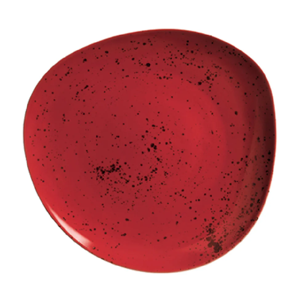 Libbey 9381215-63046 6-1/8 Inch Organic Plate Porcelain Red Coupe Rim