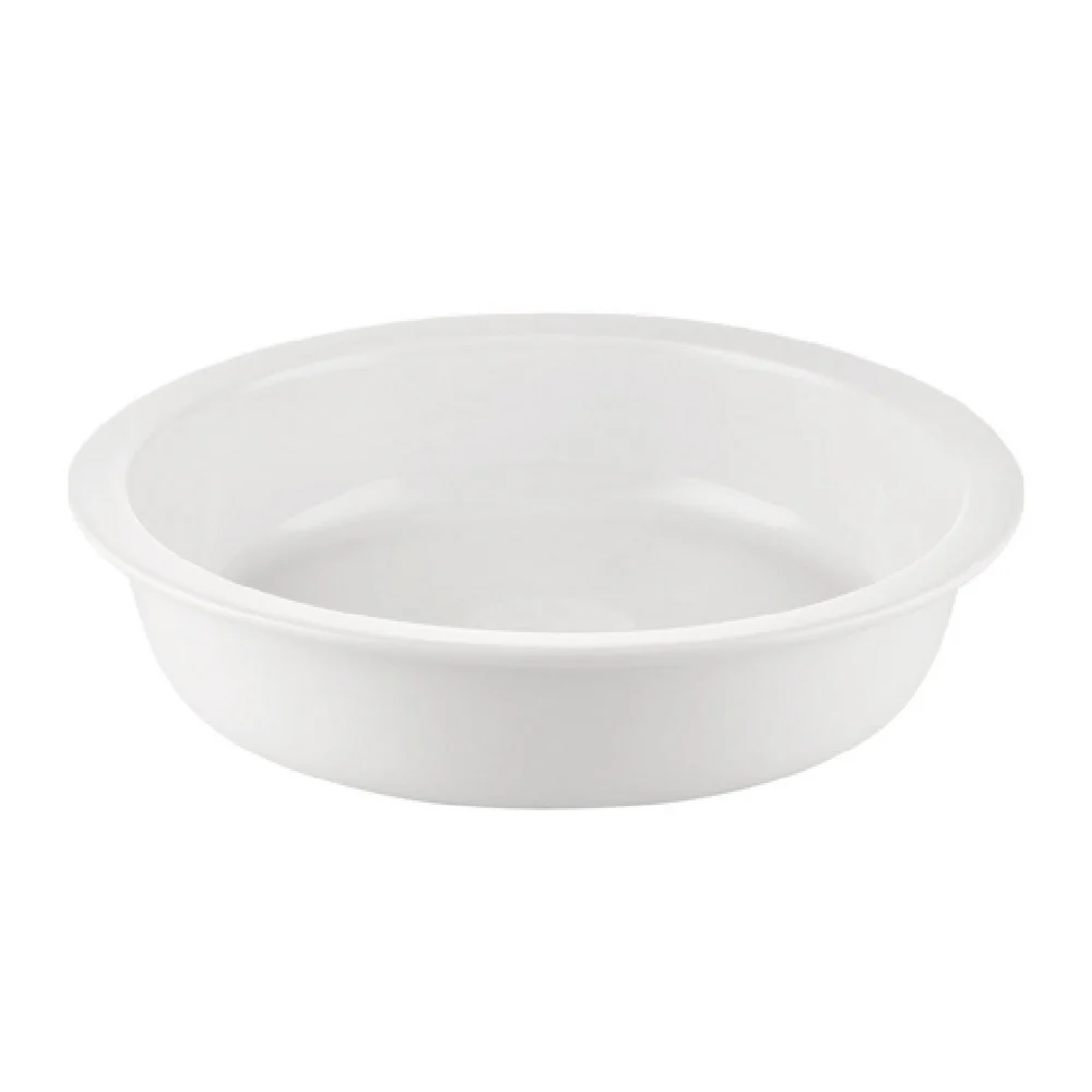 CAC China BF-R10 48 Oz Porcelain GN Food Pan 10-5/8 Inch Round with Dishwasher Oven Microwave Safe