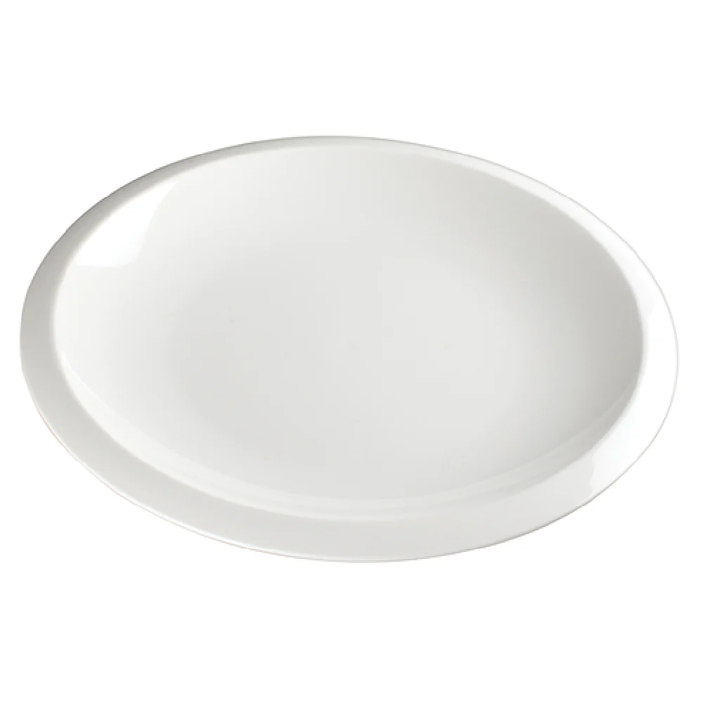 Winco WDP006-203 12-1/2 Inch Oval Plate Dishwasher Safe Porcelain Creamy White