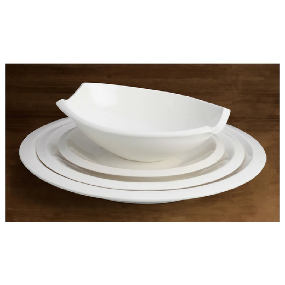 Winco WDP006-203 12-1/2 Inch Oval Plate Dishwasher Safe Porcelain Creamy White Winco WDP006-203 12-1/2 Inch Oval Plate Dishwasher Safe Porcelain Creamy White