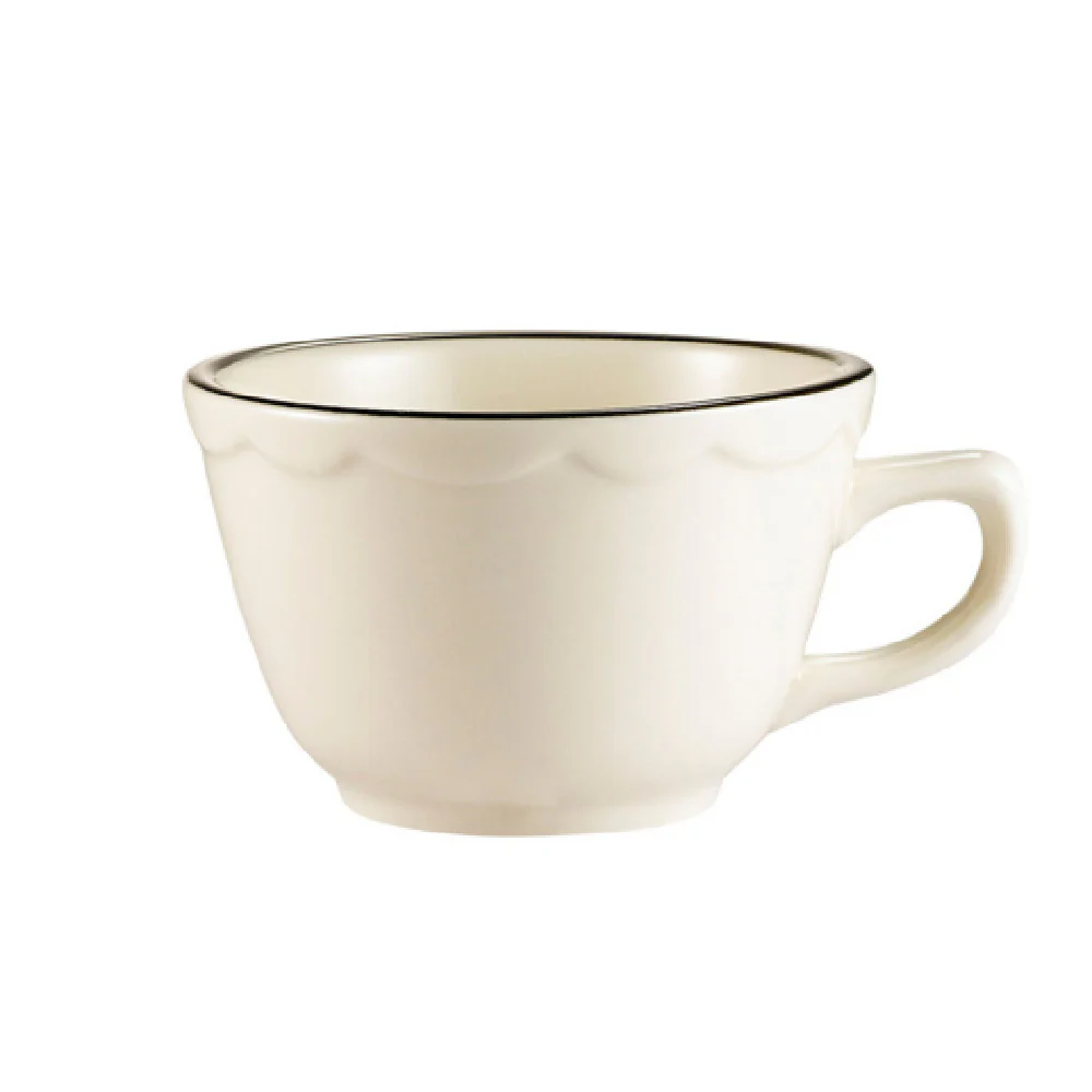 CAC China SC-1B 7 Oz Round Coffee Cup Ceramic with Scallop Edge