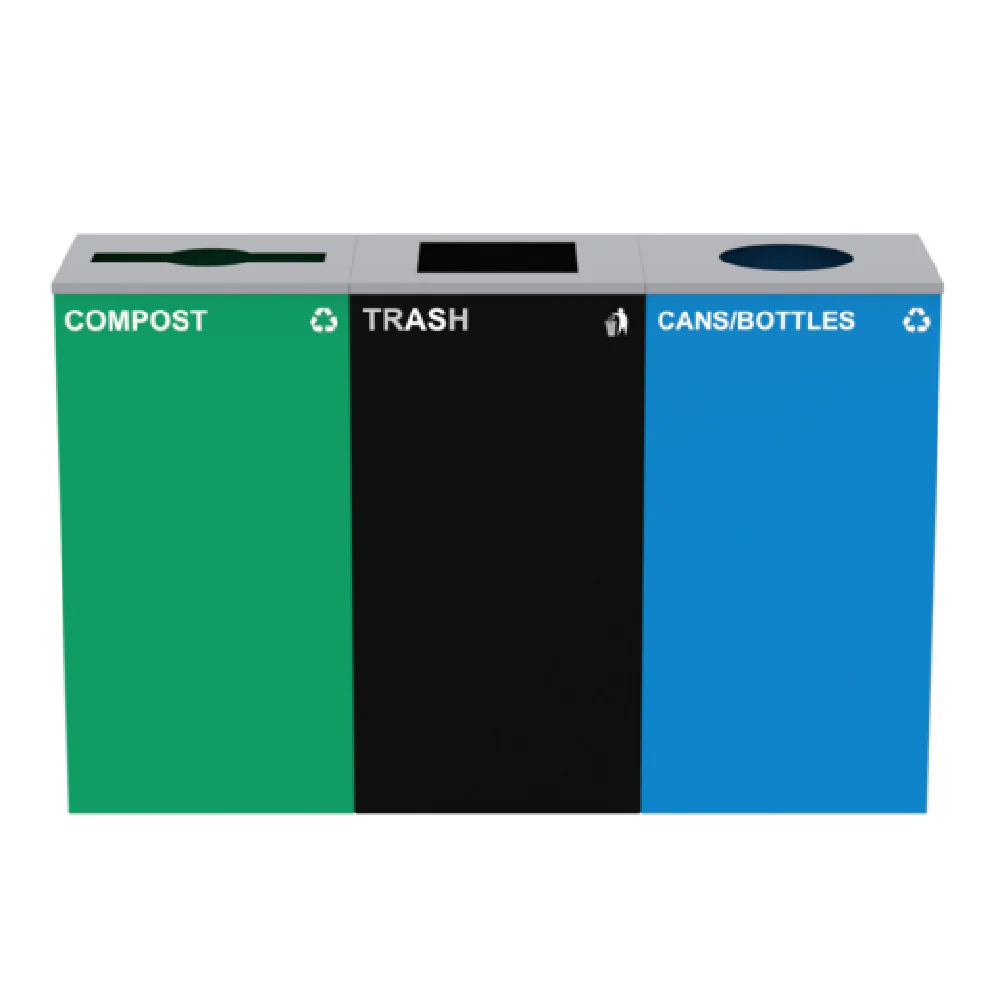 Alpine Industries ALP4450-BLK-KIT38 51 Inch Cans and Bottles Bin Steel with Compost and Trash Station