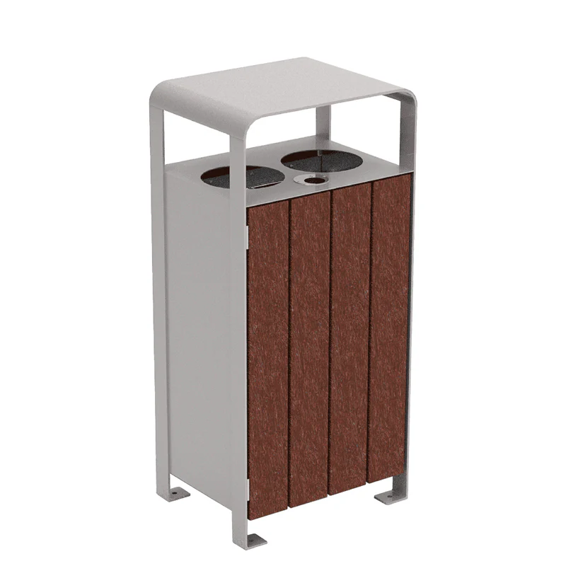 emuamericas, llc U662-30-RECPOLY 18 Inch Outdoor Trash Receptacle with Recycled Poly Slats