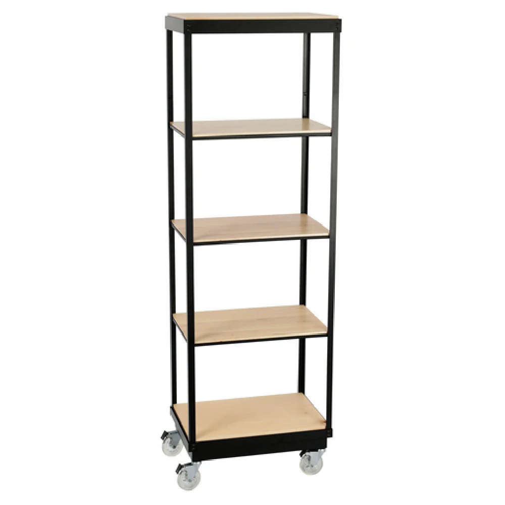 Cal Mil 22343-5-71 24 Inch 5-Tier Merchandising Cart Maple Shelves Metal Frame Cal Mil 22343-5-71 24 Inch 5-Tier Merchandising Cart Maple Shelves Metal Frame