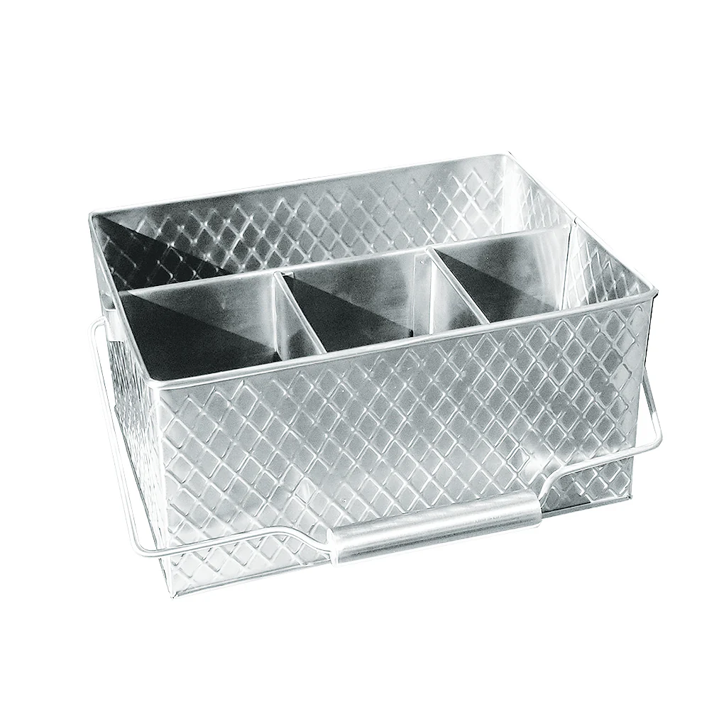Tablecraft 10040 10 Inch Utensil Caddy with Four Sections Stainless Steel