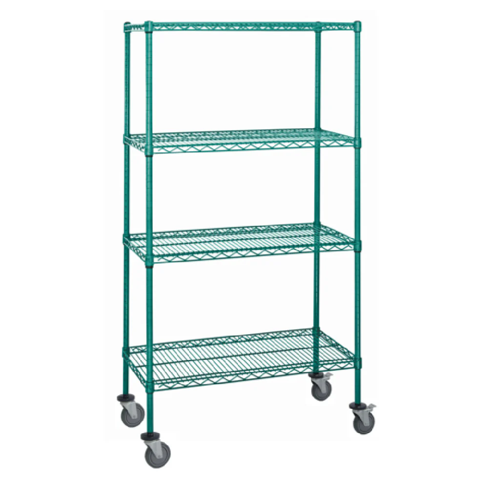 Quantum M2448P47 48 Inch Mobile Cart with 4 Wire Shelves Green Epoxy Finish Quantum M2448P47 48 Inch Mobile Cart with 4 Wire Shelves Green Epoxy Finish