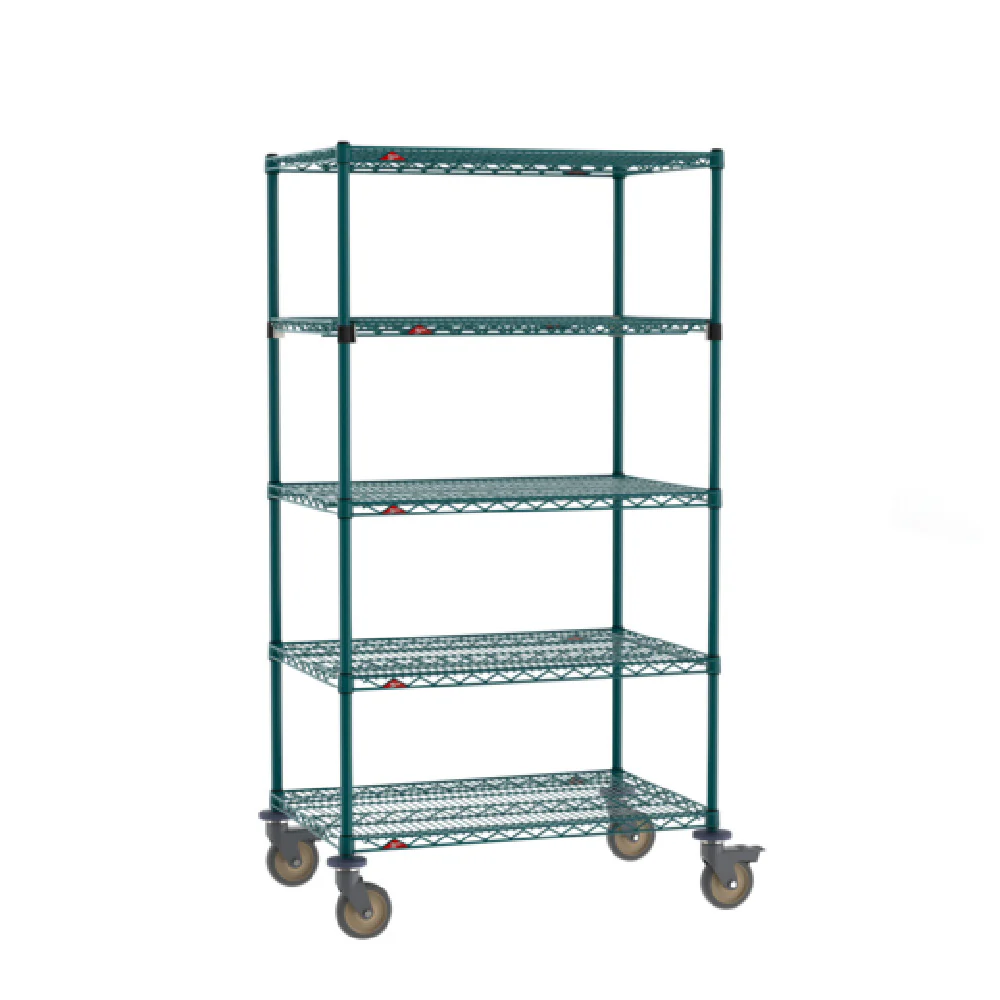 Metro SEZ-243668K3-MP-41 36 Inch Wide 5 Tier Stem Caster Cart with Green Epoxy Finish
