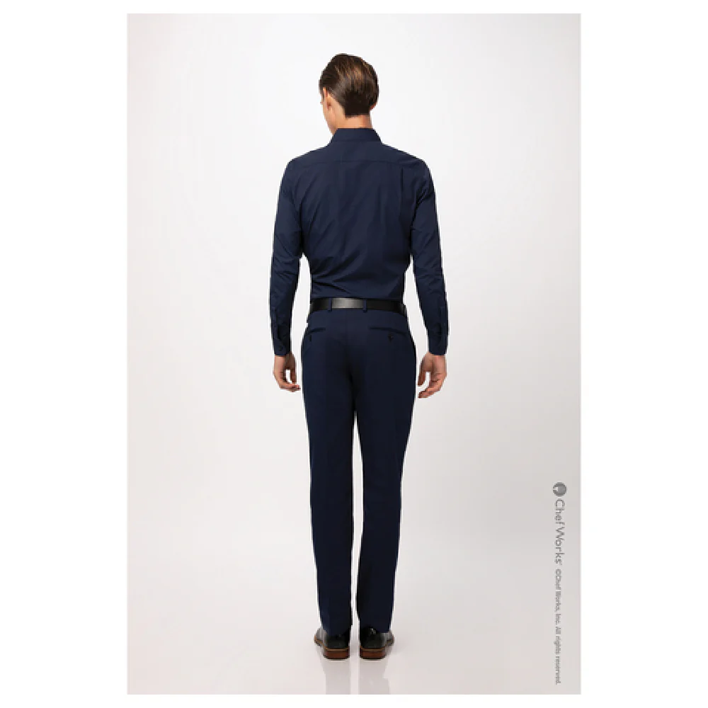 Chef Works SFC01NAV4XL Men's Dress Shirt Long Sleeve Navy Poly/Cotton 65/35 Chef Works SFC01NAV4XL Men's Dress Shirt Long Sleeve Navy Poly/Cotton 65/35