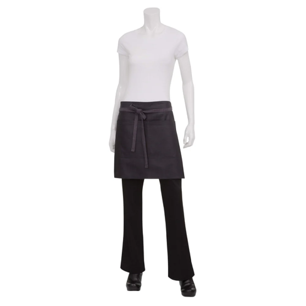 Chef Works AHWWT001-PUB-0 31 Inch Boulder Bistro Apron Half Length Cotton Denim Purple with Double Front Pockets