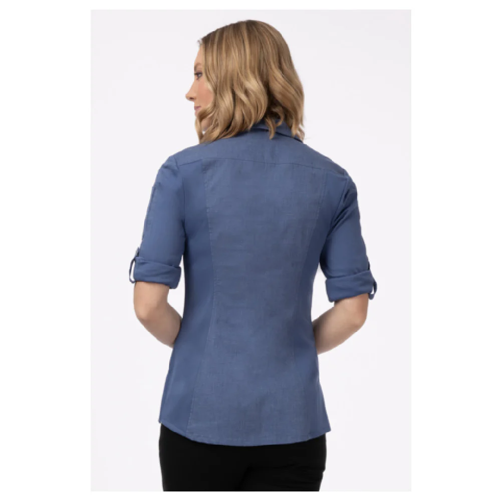 Chef Works SES02W-BLU-M 22 Inch Women's Seville Shirt with Asymmetrical Pocket Blue Chef Works SES02W-BLU-M 22 Inch Women's Seville Shirt with Asymmetrical Pocket Blue
