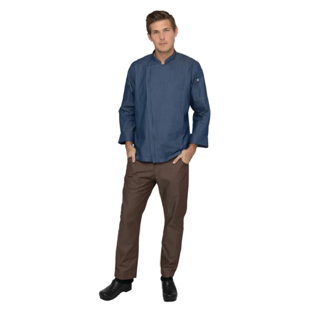 Chef Works EXDZ001-IBL-2XL Chef Coat Cotton Denim Indigo Blue Long Sleeve