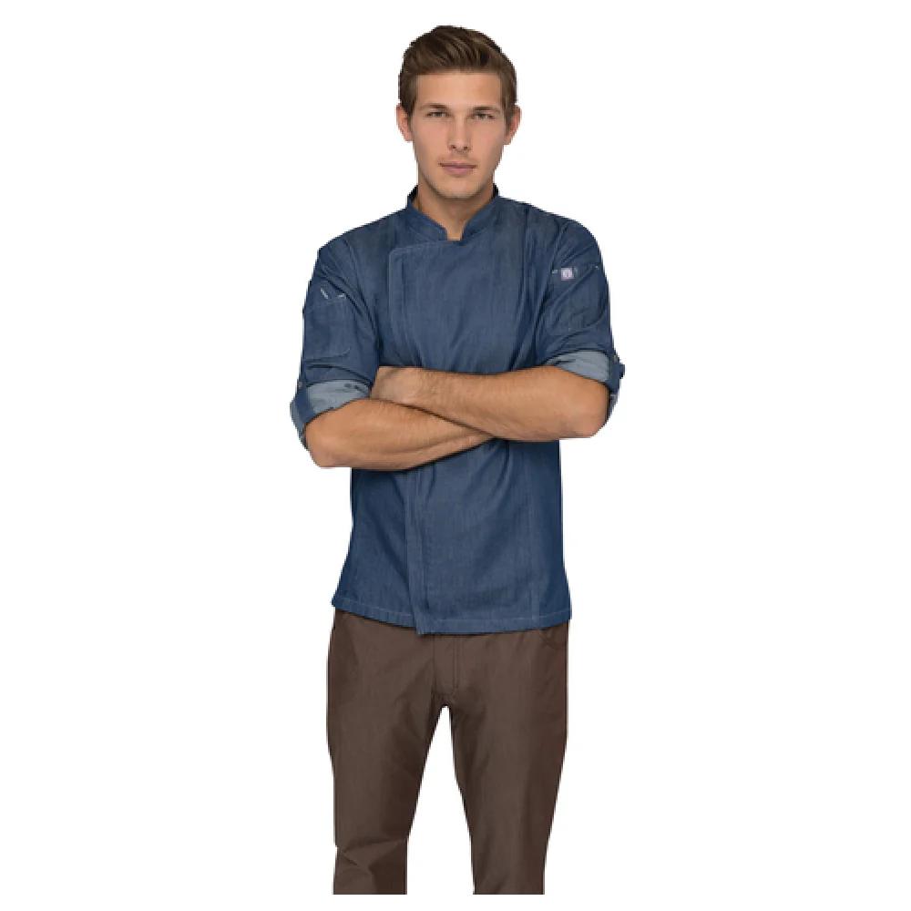 Chef Works EXDZ001-IBL-2XL Chef Coat Cotton Denim Indigo Blue Long Sleeve Chef Works EXDZ001-IBL-2XL Chef Coat Cotton Denim Indigo Blue Long Sleeve