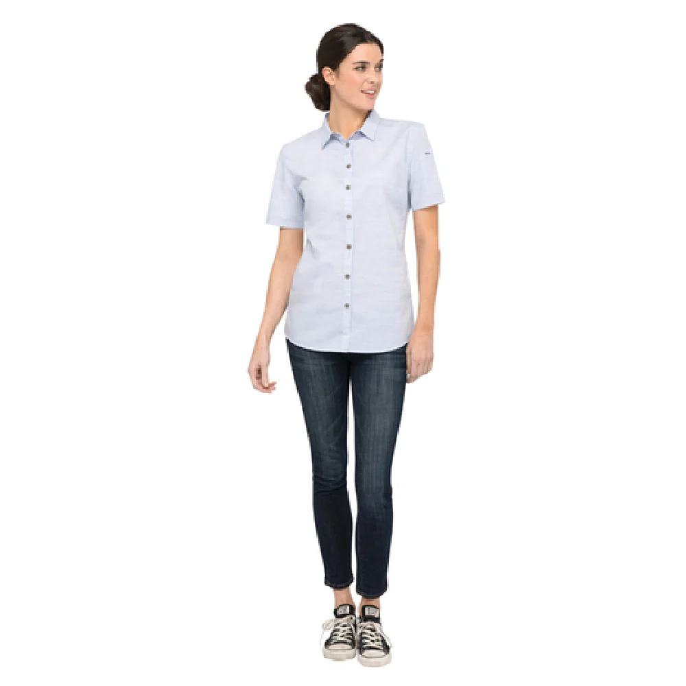 Chef Works SHC01W-BLU-XL Cook's Shirt Women's Short Sleeve Blue Poly Cotton