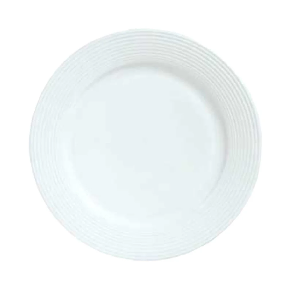 Libbey 911196004 9-1/4 Inch Round Plate Medium Rim Embossed Porcelain