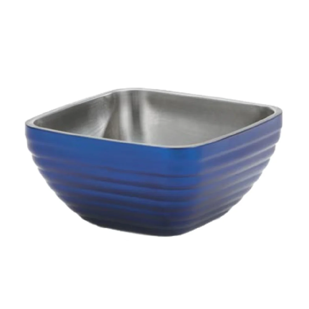 Vollrath 4763525 5.2 Quart Square Serving Bowl Insulated Cobalt Blue Stainless Steel Finish