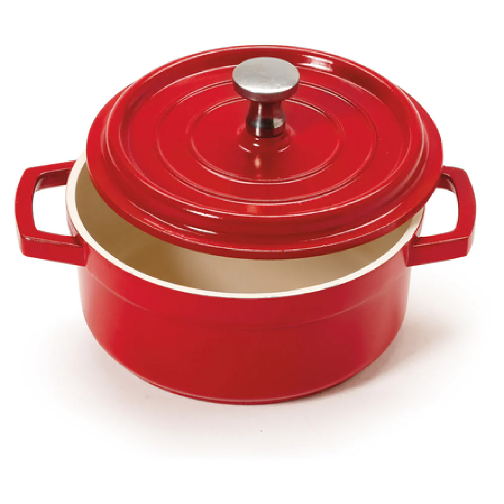 GET Enterprises CA-002-RW/CC 4-1/4 Inch Round Mini Induction Bistro Pot Red Aluminum with Lid