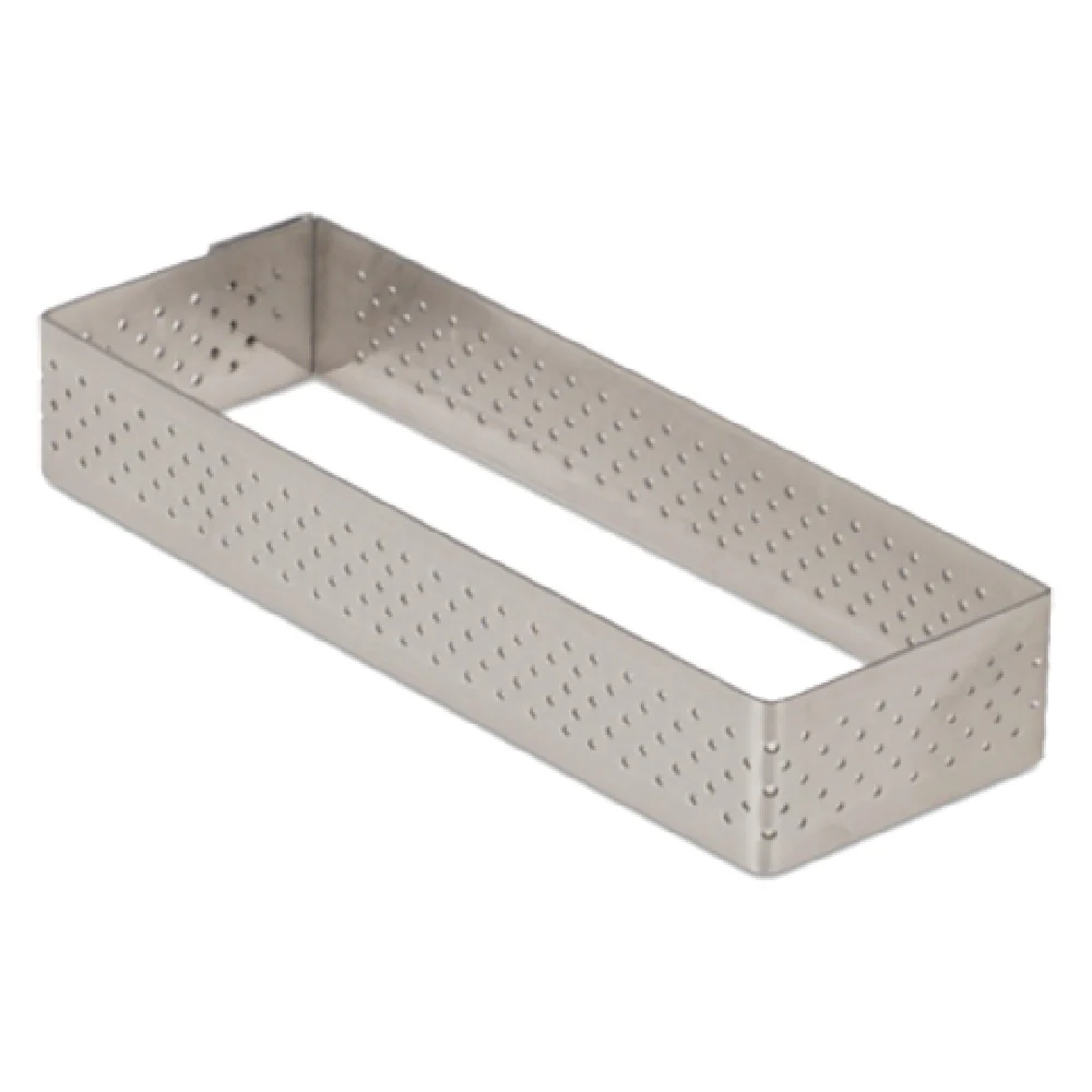 JB Prince M677 4-3/4 Inch De Buyer Valrhona Tart Ring Rectangle Perforated Stainless Steel