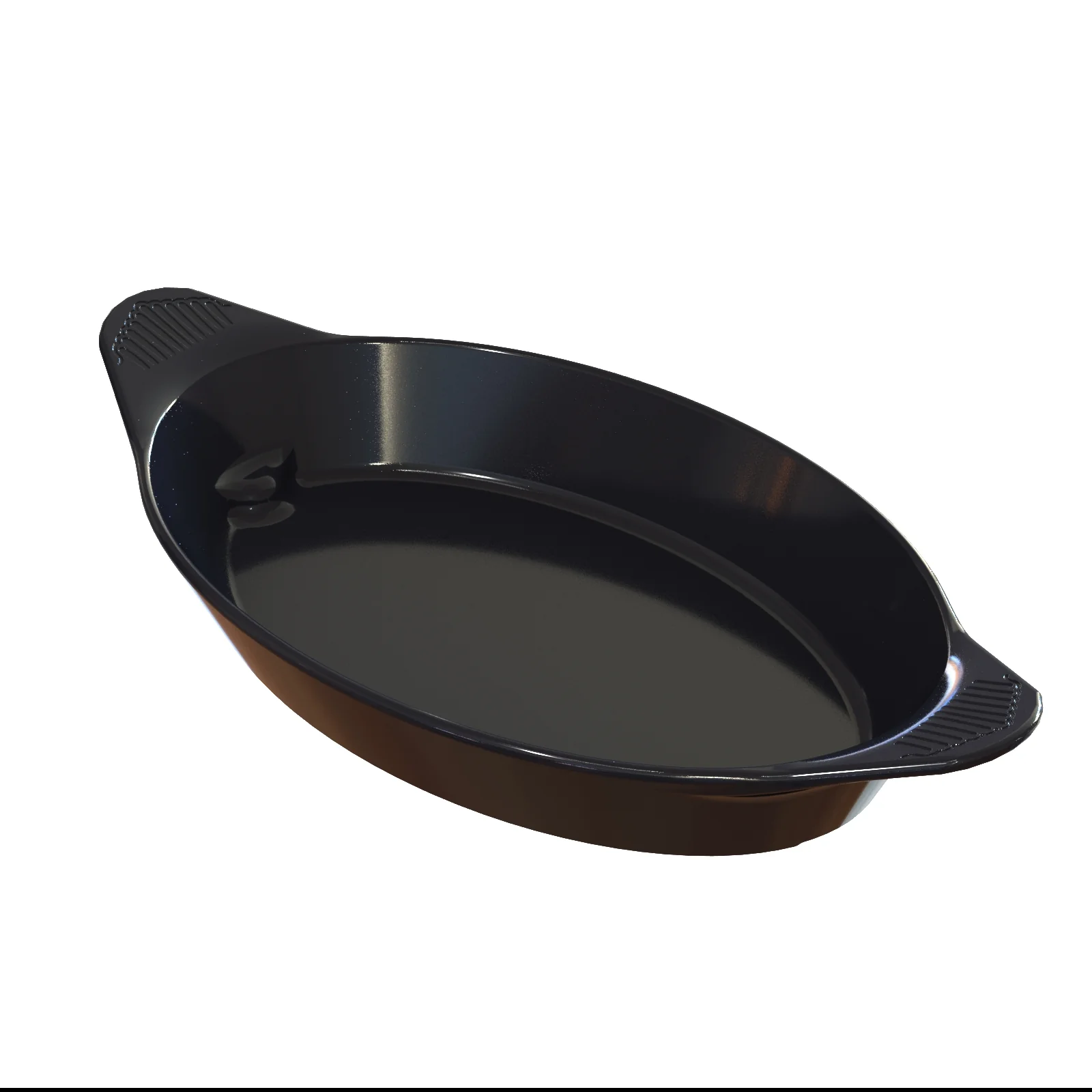 Tablecraft CW1730BK 24 Oz Serving Dish Oval Cold Holding with Shell Handles Aluminum Black Finish