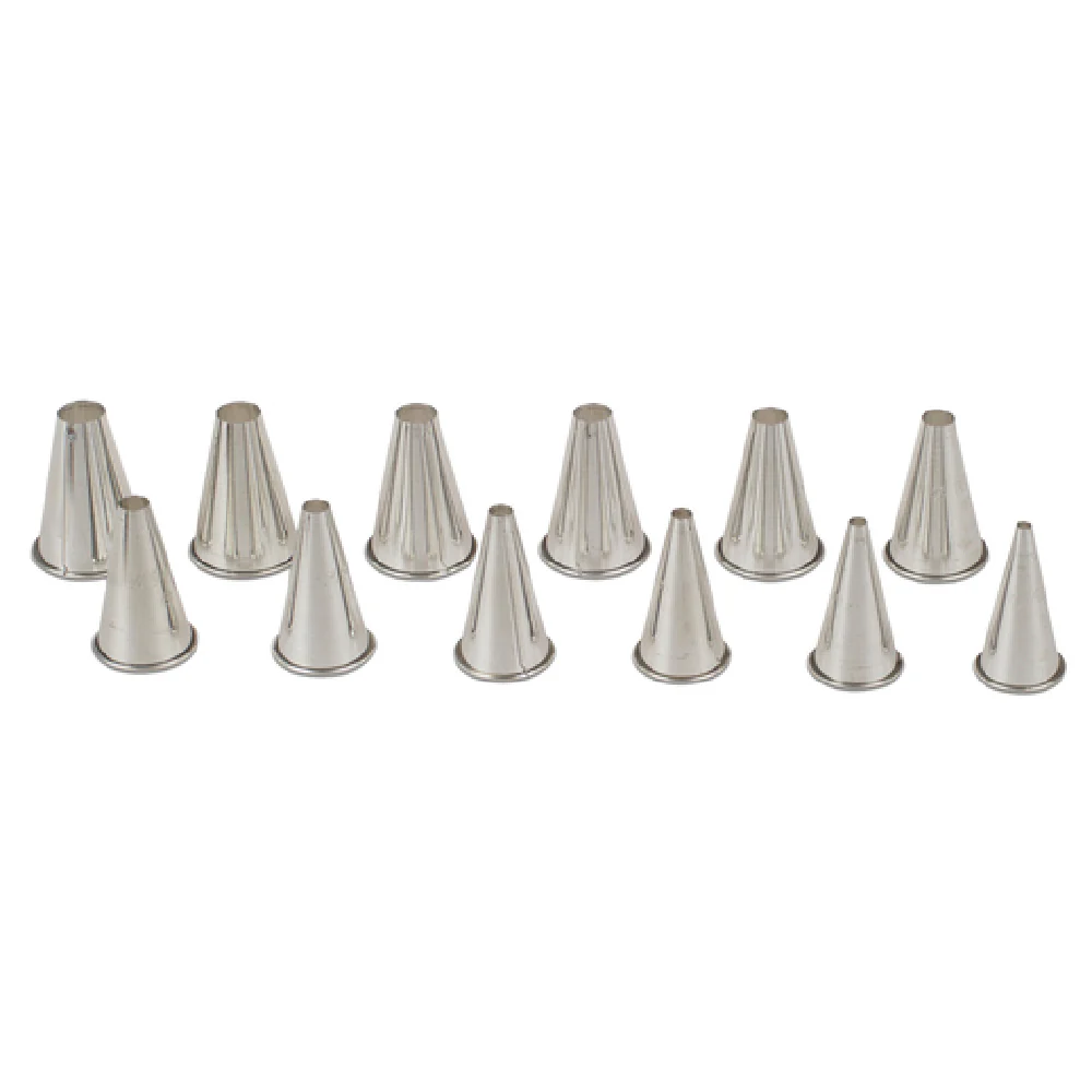 JB Prince B686 1/8 to 5/8 Inch Rolled Edge Pastry Tube Tips Tinned Steel Set JB Prince B686 1/8 to 5/8 Inch Rolled Edge Pastry Tube Tips Tinned Steel Set