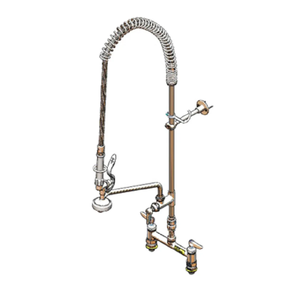 T&S Brass B-0123-12CRCCVB 8 Inch Pre-Rinse Unit with Add On Faucet Stainless Steel