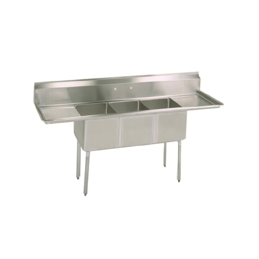 BK Resources ES-3-1014-10-12T 54 Inch Economy Sink with Left and Right Drainboards BK Resources ES-3-1014-10-12T 54 Inch Economy Sink with Left and Right Drainboards