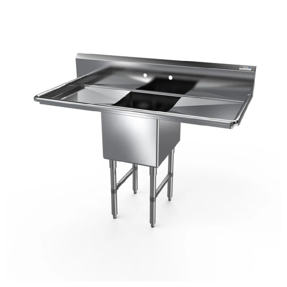 NBR Equipment 1SS-162014LR18 55 Inch Sink with 16 Gauge Stainless Steel 14 Deep Compartment NBR Equipment 1SS-162014LR18 55 Inch Sink with 16 Gauge Stainless Steel 14 Deep Compartment